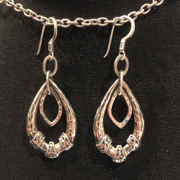 LOIS HILL Sterling Silver Double Elongated Oval Drop Dangle Cut Out Earrings - Picture 2 of 7